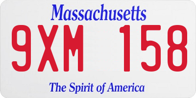 MA license plate 9XM158