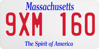 MA license plate 9XM160