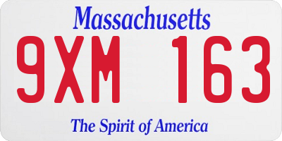 MA license plate 9XM163