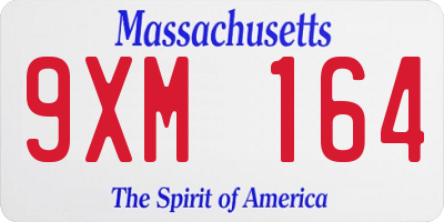 MA license plate 9XM164