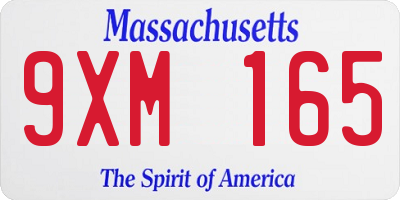 MA license plate 9XM165