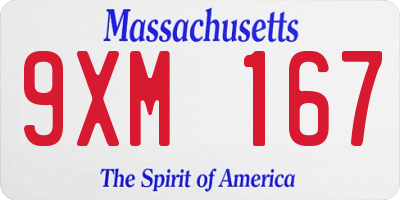 MA license plate 9XM167