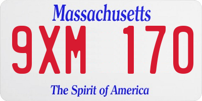 MA license plate 9XM170