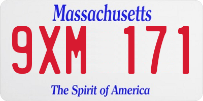 MA license plate 9XM171