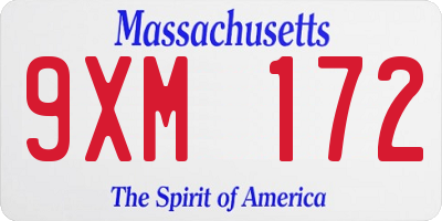 MA license plate 9XM172