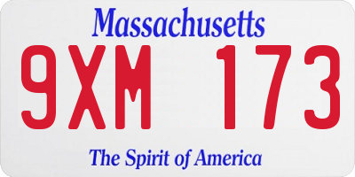 MA license plate 9XM173