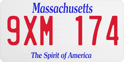 MA license plate 9XM174