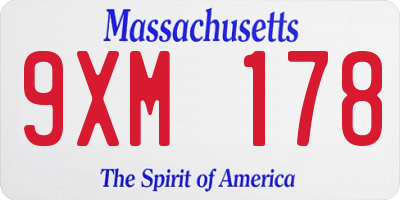 MA license plate 9XM178