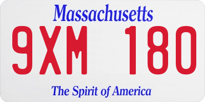 MA license plate 9XM180