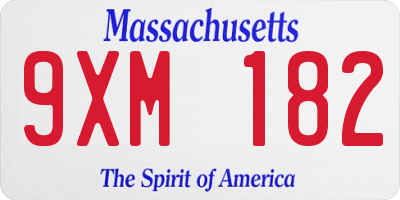 MA license plate 9XM182