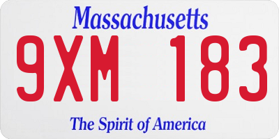 MA license plate 9XM183