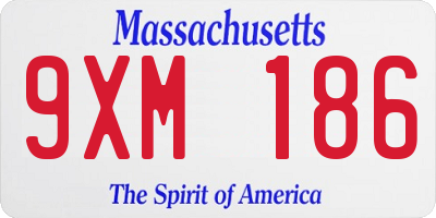 MA license plate 9XM186