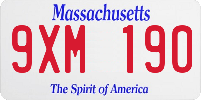 MA license plate 9XM190