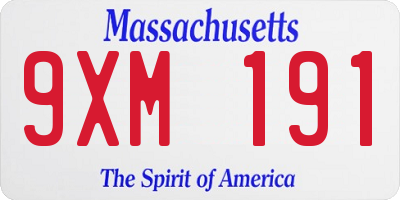 MA license plate 9XM191