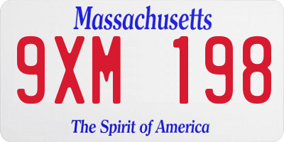 MA license plate 9XM198