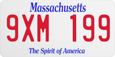 MA license plate 9XM199