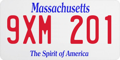 MA license plate 9XM201