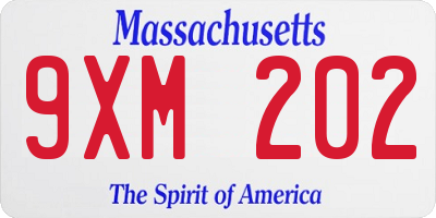 MA license plate 9XM202