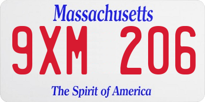 MA license plate 9XM206