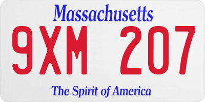 MA license plate 9XM207