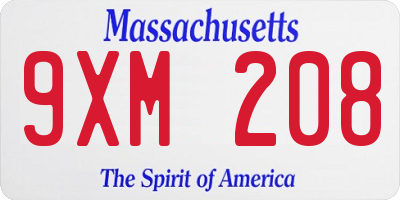 MA license plate 9XM208