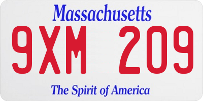 MA license plate 9XM209