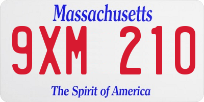 MA license plate 9XM210