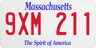 MA license plate 9XM211