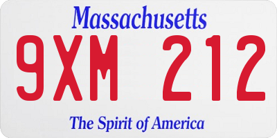MA license plate 9XM212