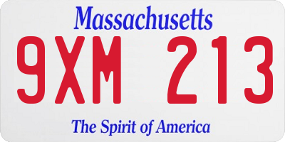 MA license plate 9XM213
