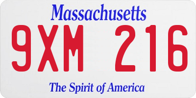 MA license plate 9XM216