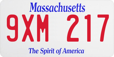 MA license plate 9XM217