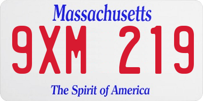 MA license plate 9XM219