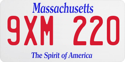 MA license plate 9XM220