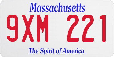 MA license plate 9XM221