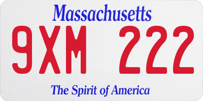 MA license plate 9XM222