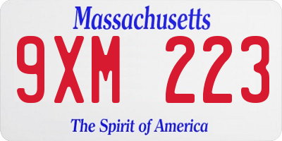 MA license plate 9XM223