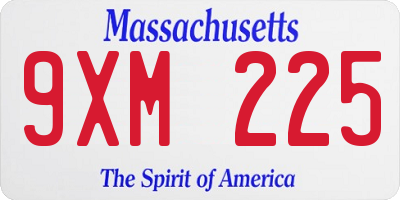 MA license plate 9XM225