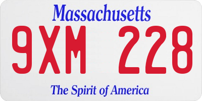 MA license plate 9XM228