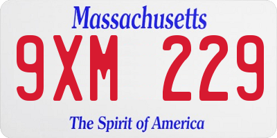 MA license plate 9XM229