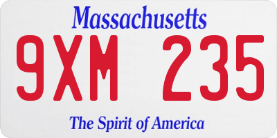 MA license plate 9XM235