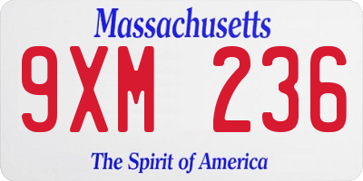 MA license plate 9XM236