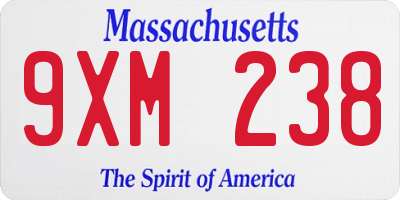 MA license plate 9XM238