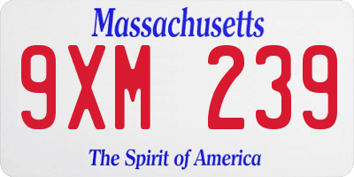 MA license plate 9XM239