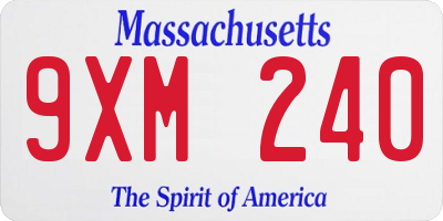 MA license plate 9XM240
