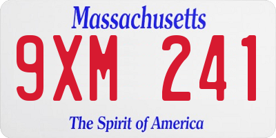MA license plate 9XM241