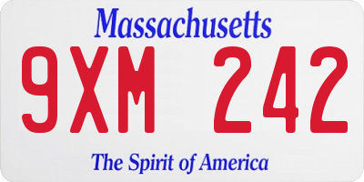 MA license plate 9XM242