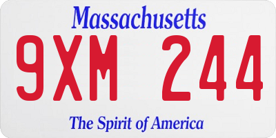 MA license plate 9XM244