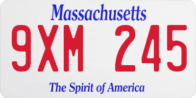 MA license plate 9XM245