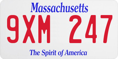 MA license plate 9XM247